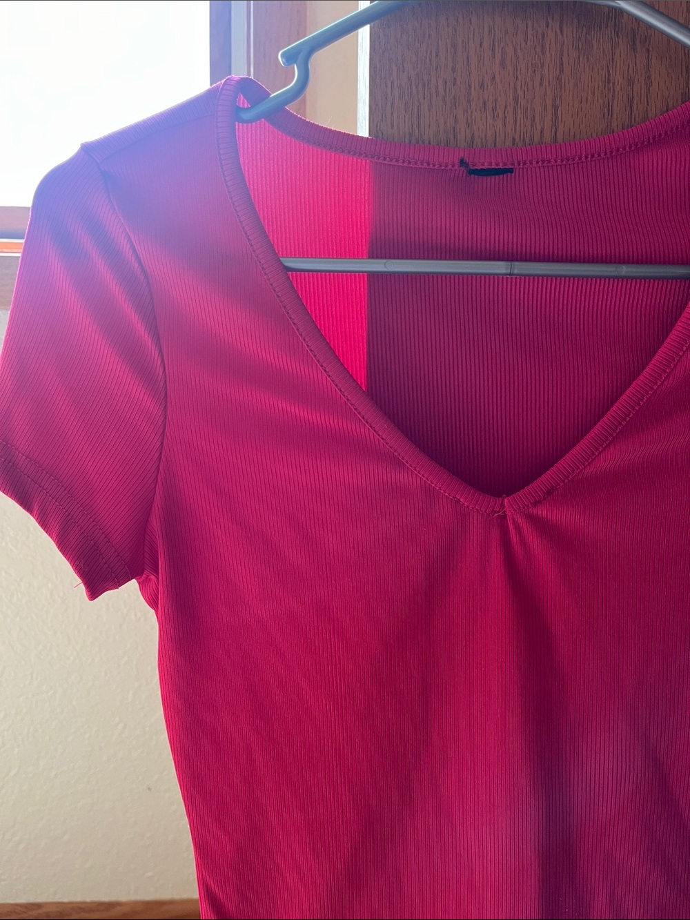 Hot Pink Ribbed Top - Picture 3 of 4